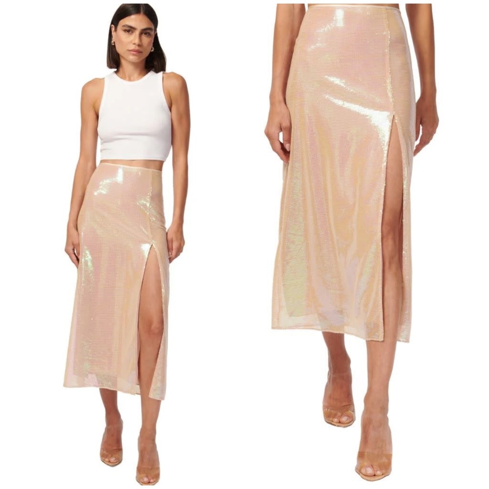 New! Cami Nyc Artemis Opal Sequin Midi Skirt With Slit Size 8 Nwt!